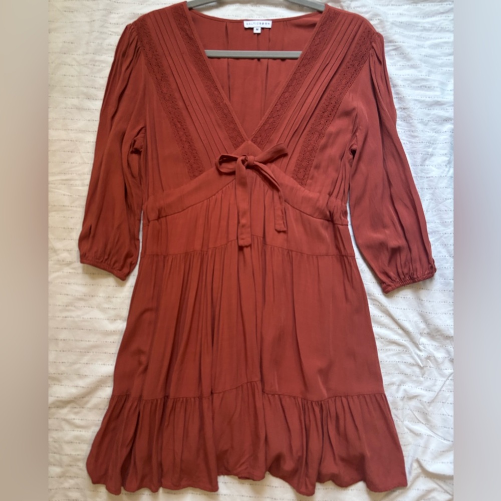 Baltic Born Amelia Boho Mini Dress - Rust